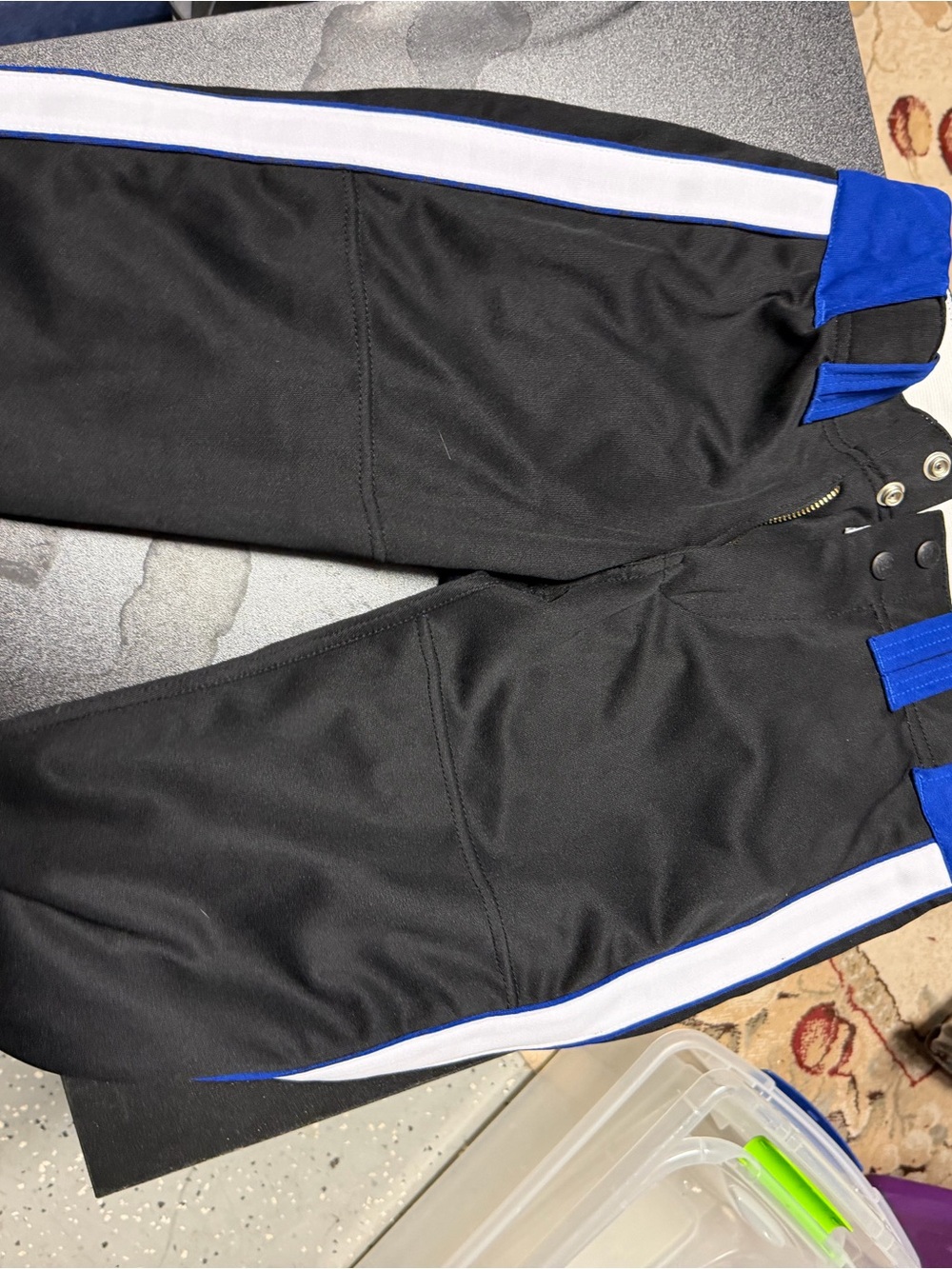 Black Softball Pants with Blue & White Side Stripe